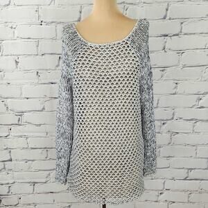 HELMUT LANG Sweater Womens M Black/White Sheen Raglan Knit Pullover luxurious